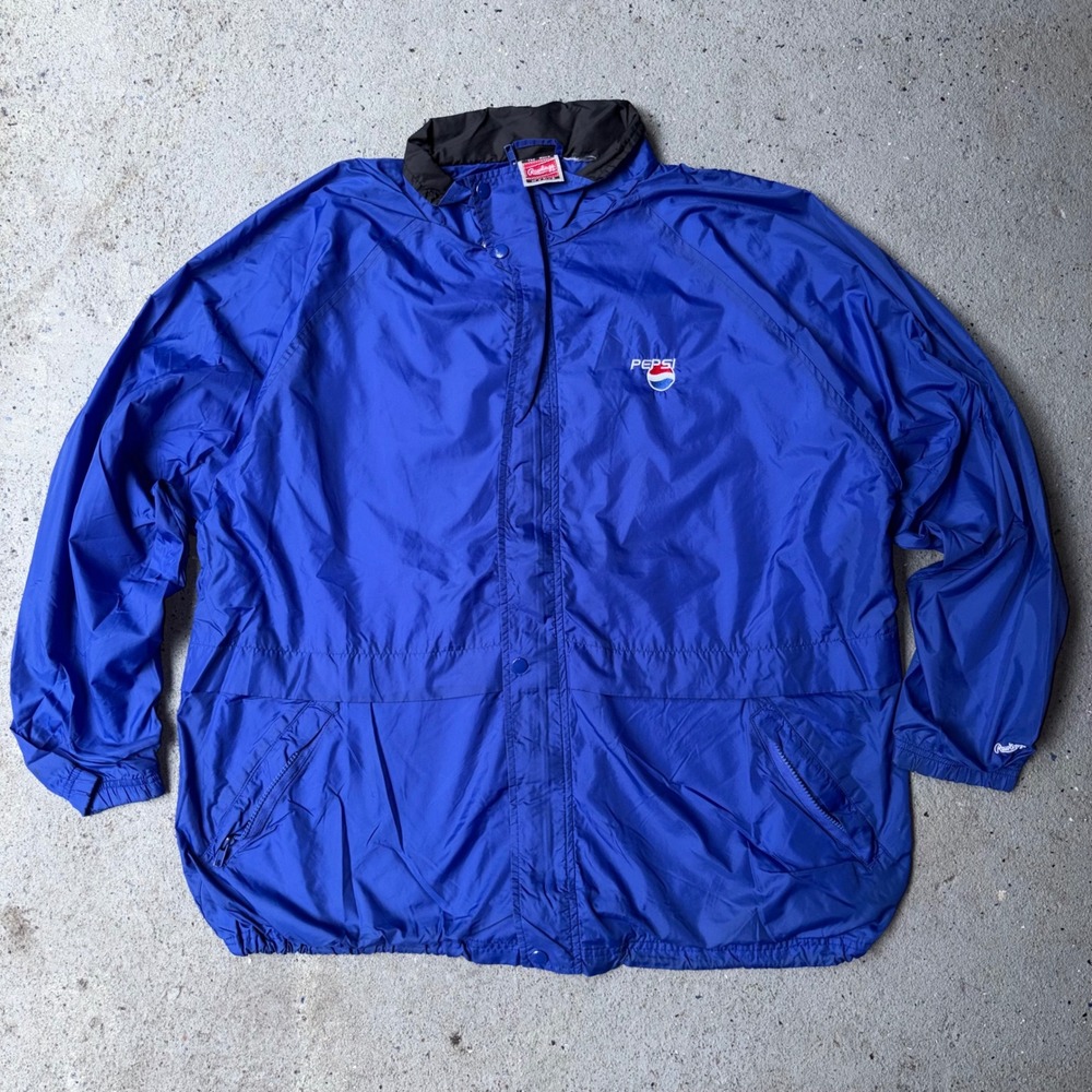 Vintage Rawlings Pepsi Windbreaker Jacket Blue Retro Sportswear XL